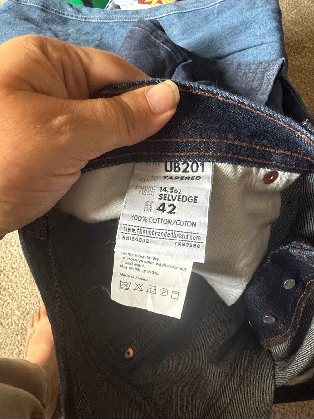 UNBRANDED UB201 Straight Leg Selvedge Raw Denim Dark Wash Jeans 42 - Picture 5 of 5